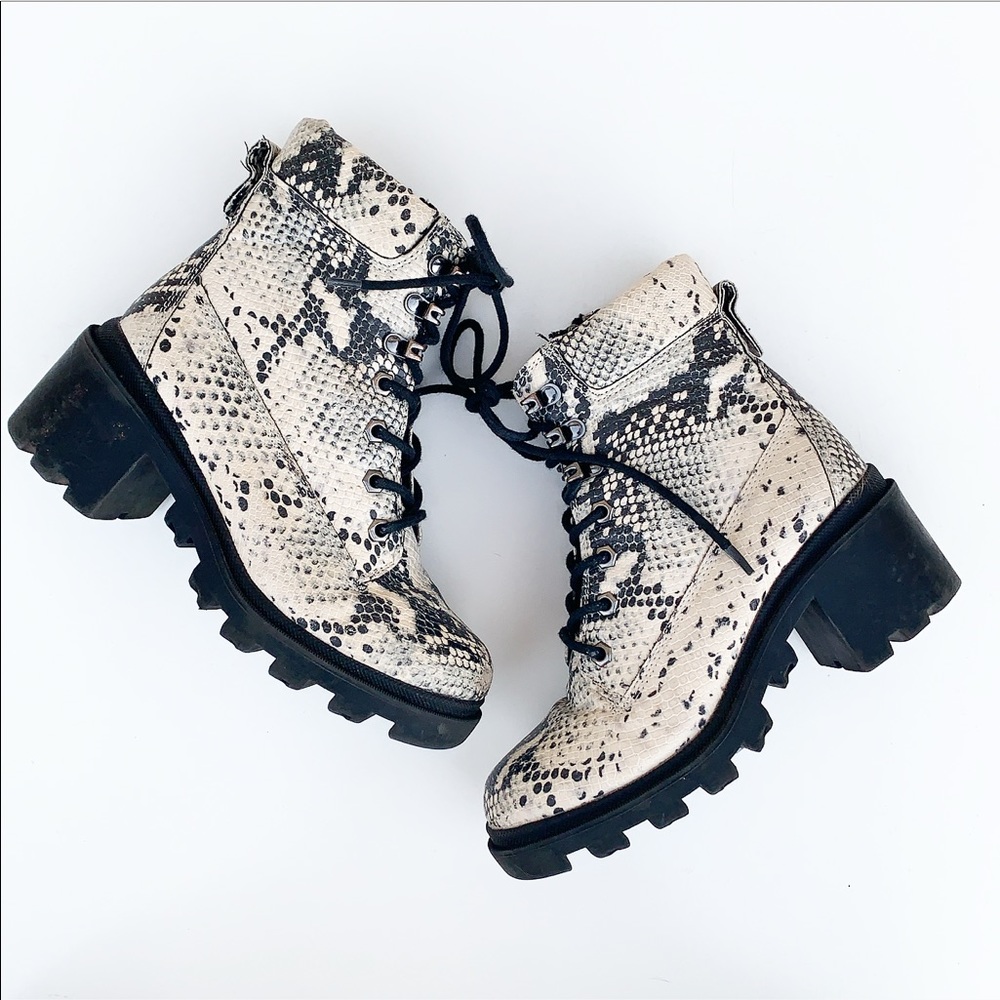 Madden Girl Dillan Snake Python Combat Boots - image 5